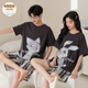 
Cat man Xinjiang cotton chest pad couple pajamas summer short-sleeved men and women's thin cute cartoon casual home clothing GEY-687 fox and rabbit M women's model [80-100Jin [Jin equals 0.5 kg]] (without breast pad)