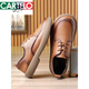 Kadile Crocodile Casual Leather Shoes Men's Genuine Leather Summer Breathable Beef Tendon Sole Wide Foot Men's Toe Layer Cowhide Thick Sole Men's Casual Shoes Black 15051 Genuine Leather Four Seasons Shoes 38