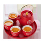 Chioti Wedding High-End Tea Cup Set Chinese Wedding Banquet Festive One Pot Four Cup Tea Set Including Tea Tray One Pot Four Cup + Tray-Wedding Gift Box