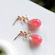 SIZAN original rhodolite earrings for women, red gemstone earrings, high-end fashion, short, drop-shaped pair, simple