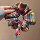 Songchuang Mengyu autumn and winter interesting colorful plaid large intestine hair tie cute low ponytail head rope niche ins style hair rope rubber band hair tie-color