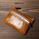 JLFGPJ Retro Leder Mini -Münzbrieftasche für Männer und Frauen Feste Farbe Kuhlattenen Reißverschleiß kleiner Kartenbeutel Schlüsselbeutel Einfacher Münzbeutel Brown gelb