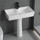 Dafify columna tipo lavavajillas Baño de cerámica Basina de lavado cuadrado Balcón Balcón Balcón de piso Pequeño apartamento de lavado 4837 Cuenca de vegetales más espejo