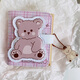 Shuguoer coréen ins simple petit dessin animé mignon ours de fraise courte portefeuille étudiante pliante pli pU sac de carte tripolaire blanc + ours pendentif