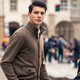 Mr. Cold Wool Blend Solid Color Stand Collar Cardigan Veste Spring and Automn Pull Men BT12139 Smoke Green L / 175