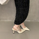 
Muni temperament sandals with skirt white high heels for women 2025 women's shoes summer French rhinestone pointed toe thin heel shoes off white 8CM [size 36]