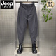 JEEP SPIRIT autumn and winter new trousers men's thin velvet thickened trousers with Martin boots harem pants Velcro casual pants black plus velvet 34 165-175Jin Jin is equal to 0.5 kg
