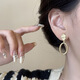Silis einfaches Temperament, kaltes Stil, matte hohle ovale Ohrringe, modische tägliche Pendelohrklammern, Frauen ohne Ohr -Piercings
