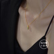 Crystal silver small gold brick necklace women's clavicle chain light luxury niche high-end pendant practical 925 silver jewelry birthday gift