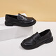 Daphne single shoes women's leather small leather shoes new versatile flat loafers one-leg women's shoes 422104579 black 38