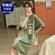 Nightgown with breast pad for women for summer cotton short sleeves plus fat plus size 200 Jin [Jin equals 0.5 kg] No wear bra to wear pajamas FY-6624 L-Breast pad (95-110 Jin [Jin equals 0.5 kg])