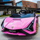 Xingchenhao [Lamborghini authorized] Children's electric car four-wheel toys can be seated for people, children, babies, babies, remote control, green four-wheel drive + remote control + swing + leather seat + soft wheel