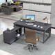 Yishangge Office Manager Desk Boss Desk Single Manager Computer Desk and Chair Combination Office Executive Desk Desk Office Furniture Black Legs + Oak Color After-Sales Guarantee 180*80 Single Table + Side Cabinet + Chair