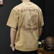 Romon Heavy Hole Sorted Men's Loose Lave Laving Brand Summer 2025 Camiseta de algodón puro de ropa para hombres Camiseta para hombres Dark Grey XL [Adecuado para 145-160Jin [Jin iguala 0.5 kg]]]