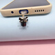 Laiji white and black glass drill mobile phone charging port headphone hole dust plug jewelry pendant head plug couple black bow glass drill [charging plug] Type-C flat round interface (send anti-loss rope)