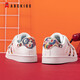 ABC Kinder Kinderschuhe 2025 Frühling neuer Jungenschuhe kleine und mittelgroße Kinderklettklasse Sneakers Weibchenschale weiße Schuhe Weiße Größe 35 Geeignet für ungefähr 21,4 cm lang