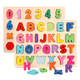 Hölzerne Kinder digitale Buchstabenpaarung Board Baby Farbform Kognitive Puzzle Puzzletafel Frühschulpuzzle Spielzeug HJ-Caps Brief Kognitive Board