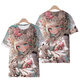 2025 Frühling Neues 2D-Animations periphere niedliche gedruckte kurzärmelige T-Shirt für Frauen Sommer New Lose Top T6187 L 100-110