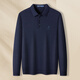MONTAGUT Sheep Wool Blended Autumn and Winter Men's Polo Shirt Long Sleeve Embroidered Soft Knitted T-Shirt Navy 50