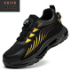 HGIVSBOS brand high-end labor protection shoes multi-style men and women's spring and autumn buttons anti-smash and anti-puncture safety shoes construction site work shoes lace-free protective shoes 688 gold edge anti-puncture 41 comfortable and breathable labor protection shoes