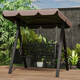 Mu Xiaoxi Outdoor Innenhof wasserdichte Sonnenschutz Haushalt Mehrköpfiger Schwung im Freien Garten Schaukelstuhl Villa Kleiner Innenhof Internet Promi Doppelhänge Stuhl Dark Night Black Belt Shed [Senden Sie Kissen Blumenrebelampe]