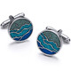 KFLK High-End-Shirt Manschettenknöpfe Herrenärmel Shirt Knöpfe Business Geschenk Französisch Manschettenknöpfe Metallanpassung Neues Produkt, fliegt über die Berge Cufflinks Blue Serie