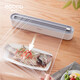Ecoco kitchen disposable cling film cutter household cling film cover food special cutting box wall hanging refrigerator artifact metal gray with back sticker + free 1 roll of cling film