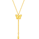 Saturday Fortune Yellow 18K Color Gold Necklace Pendant Butterfly Birthday Gift for Women C0613080 40+5cm