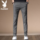 PLAYBOY Casual Pants Men's Autumn and Winter Pants Men's Korean Slim Fashion Small Feet Solid Color Business Men's Pants Gray 32