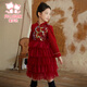Fuluomi girls' new Chinese style winter velvet warm children's Chinese style New Year's greeting dress red 130cm
