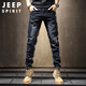 JEEP SPIRIT Jeep jeans men's autumn and winter elastic slim casual pants new retro resurgence pants black 33