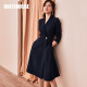 Roeyshouse Originalmantelkleid Frühling neuer Stil intellektueller ol roter schlanker Anzug Pendelrock 6187 Marine Blue 2xl