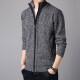 Sako Knitted Sweater Men's Cardigan Men's Autumn and Winter Slim Jacket Youth Casual Fashion Thickened Warm Sweater Men's Light Gray L