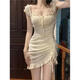 Vêtements de femmes sexy et boîte de nuit mince robe sexy massage de bain à jupe courte technicienne de tenue de travail comme indiqué sur l'image du code de couleur abricot xl (120-135jin [Jin est égal à 0,5 kg]))