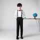 Bohemian long-sleeved children's chorus costumes girls dance skirts boys suspenders primary school students host recitation performance costumes white-black long-sleeved trousers (velvet shirt) 150
