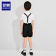 Romon boys dress suit British style summer flower boy suit handsome boy overalls table graduation children's performance four-piece suit shirt + shorts + suspenders + bow tie 120