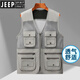 
JEEP SPIRIT jeep vest men's summer thin mesh outdoor hollow fishing multi-pocket hollow middle-aged and elderly breathable jacket A78 military green 2XL
