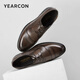 Yierkang men's shoes leather shoes men's 2024 autumn new cowhide men's business formal shoes low top commuter British derby shoes brown 42