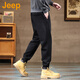 Jeep (Jeep) American Echt Jeep High-End-verdickte Casual Hosen für Herbst- und Winter-Trend-Brand-Fußhosen losen Sporthosen Black [offizielles authentisch] Plüsch L empfohlen [120-140jin [Jin gleich 0,5 kg]]]
