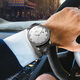 Lobinni Men de montre masculine entièrement automatique mécanique pour hommes Watch Student Belt Business Business Watch 12033 Silver Shell White Face Black Cuir