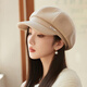 Jimmy Leaf Hat Women's Autumn and Winter New Style Elegant Thickened Woolen Octagonal Hat Korean Style Light Luxury Simple Beret Black