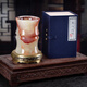Qintinglanjing Natural Jade Largegröße Pinselhalter Ornament Study Office Dekoration Geschenk Chinesischer Stil Herren-Promotion Geschenk Bambus Flasche Stifthalter mit Messingbasis-B12802