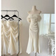 Yiou weißer One-Shoulder Birthday Evening Kleid 2025 Neue Taille-Hugging Body-Showing Bankettkleid für Frauentemperamentrock 8849 Beige s