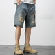 Boyuni American Casual Retro Bettler zerrissen Denim Shorts Männer lose trendige hübsche fünf Punkte Hose Dünne mittelgroße Hosen PG-719 Blau 30