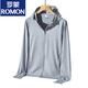 罗蒙（ROMON）防晒衣男款夏季冰丝薄款透气外套男新款防户外钓鱼防晒衣服 浅灰+浅蓝 2XL 150-165斤