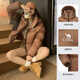 Camel 660 High-Coat Down-Jacke für Frauen kurz verdickte winddichte Kapuze-Brot-Down-Jacke für Frauen 724CA6B601B, Trockenbraun, Frauen M.