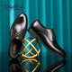 Goldlion Men's Shoes Business Formal Shoes Autumn and Winter Soft Banquet Wedding Shoes Comfortable Derby Leather Shoes 50274043201A Black 42