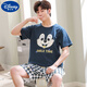 Disney (Disney) big children's pajamas boys 12-15 years old, thin cotton short-sleeved shorts summer teenagers and junior high school students' home clothes dark gray Q1342 Garfield short-sleeved L size: 160-174CM 97-120Jin [Jin equals 0.5 kg]