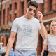 
Mr. Bu spring and summer new men's short-sleeved T-shirt trendy round neck casual men's cool clothes AT12111 White L (175)