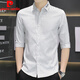 Pierre Cardinal Summer Quarter Sheive Shirt Men Business Casual Five Points Mid-Mareved Striped Shirte's Top Handsome Shirt Trendy 683 White L